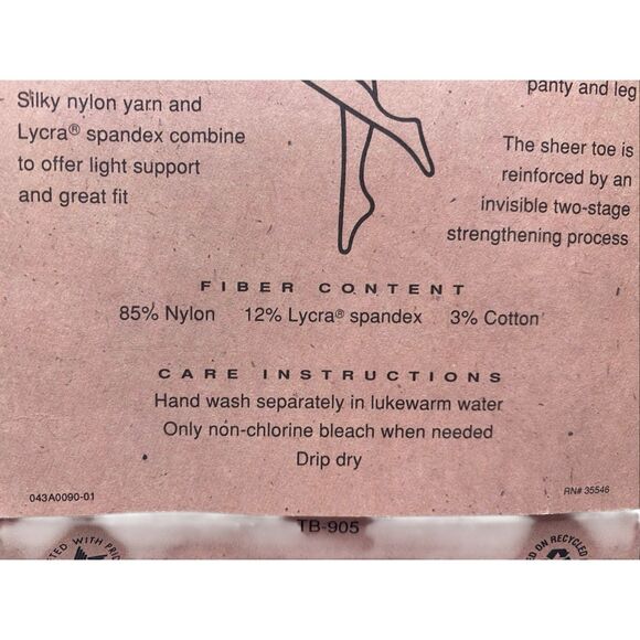 Trend Basics Sheer Light Support Black Pantyhose Long Size Reinforced Toe Formal - Picture 3 of 5